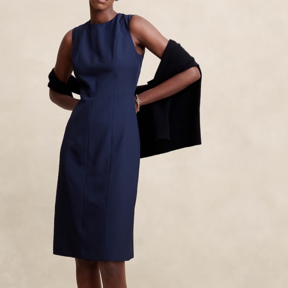 Banana Republic Knee Length Sculpted Dress Color Navy